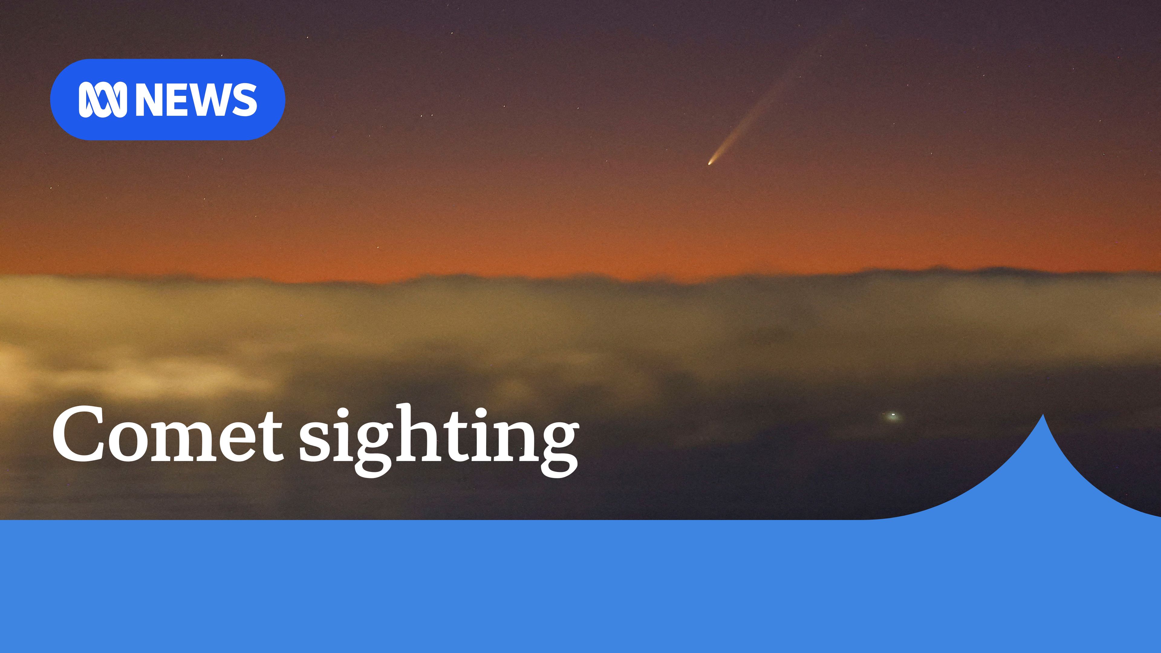 Comet sighting: Comet in the middle of twilight above could line. 