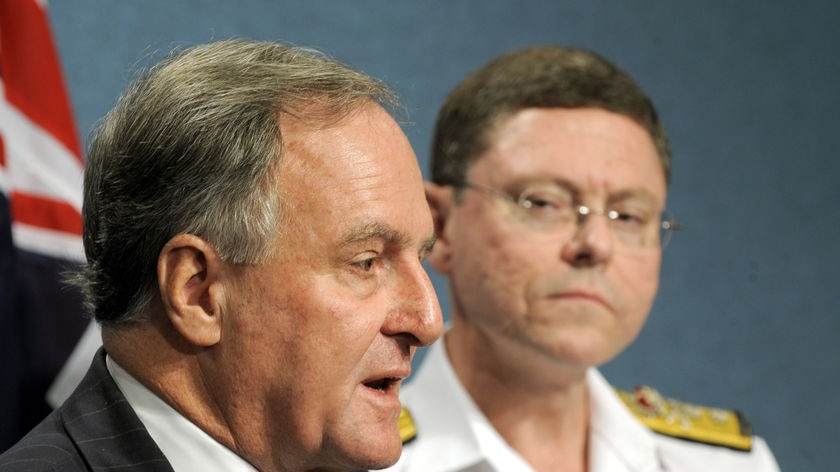Home Affairs Minister Bob Debus speaks during a press conference in Canberra