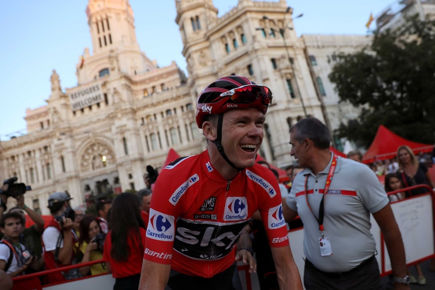 Chris Froome smiles during Vuelta de Espana