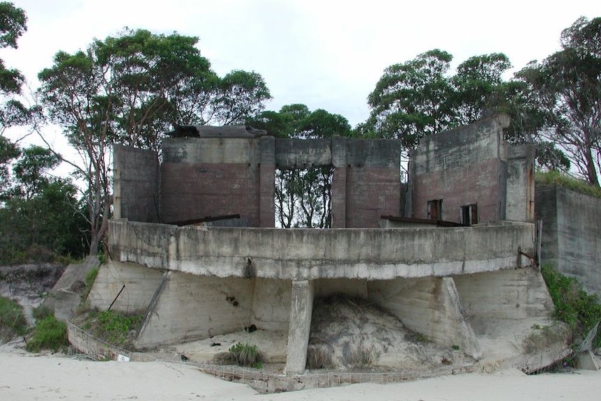 The fort still stands on Cowan Beach at moreton island.