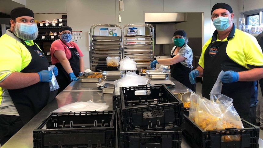 Kitchen staff at Loaves and Fishes food relief, Tasmania