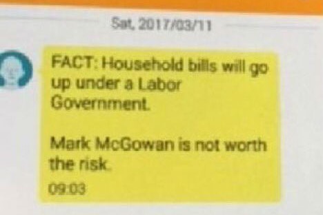 Text messages sent to WA voters on election day warn people against voting for Labor