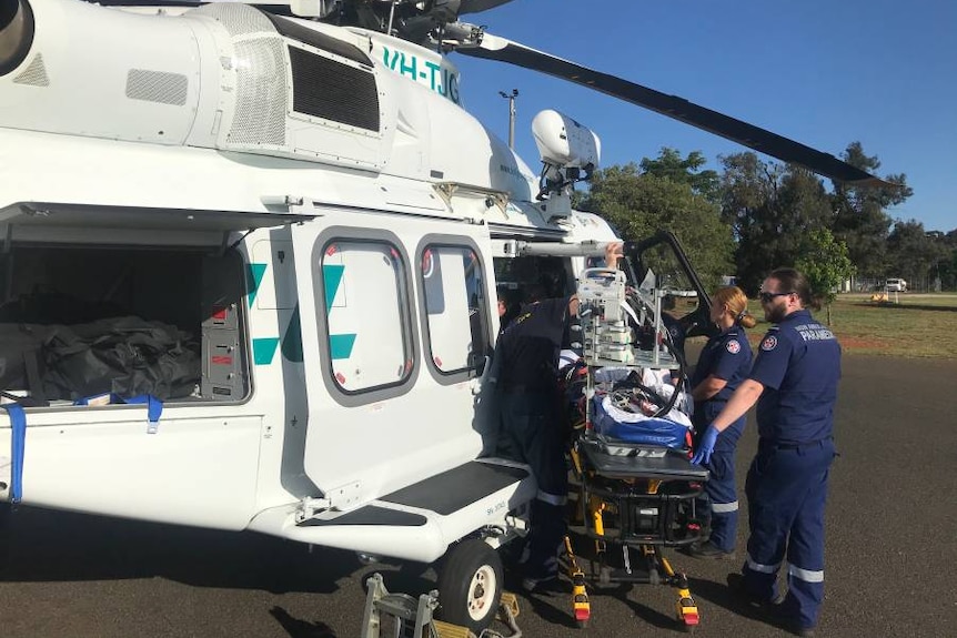 Children loaded into air ambulance after 'freak' jumping castle incident near Griffith on Sunday