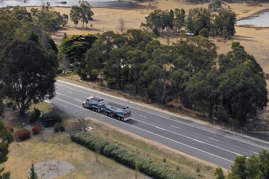 Truck drives on Great Western Highway near Hartley