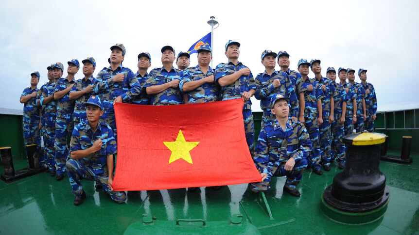 Crew of Vietnamese coastguard ship in the South China Sea