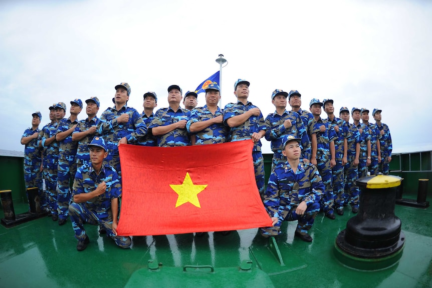 Crew of Vietnamese coastguard ship in the South China Sea