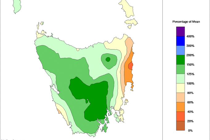 Tasmanian rain map for May