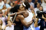 Serena Williams hugs sister Venus after their US Open quarter-final
