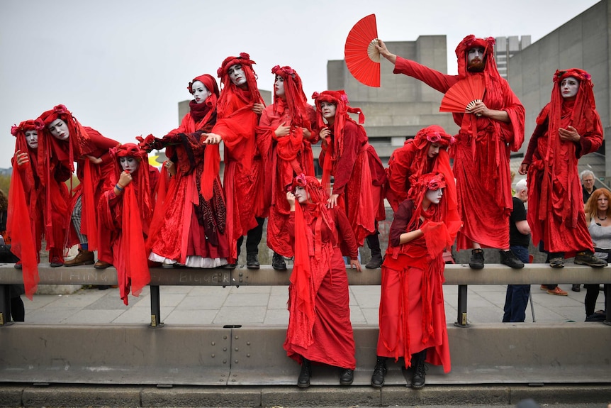 Protesters at a blockade on Waterloo Bridge