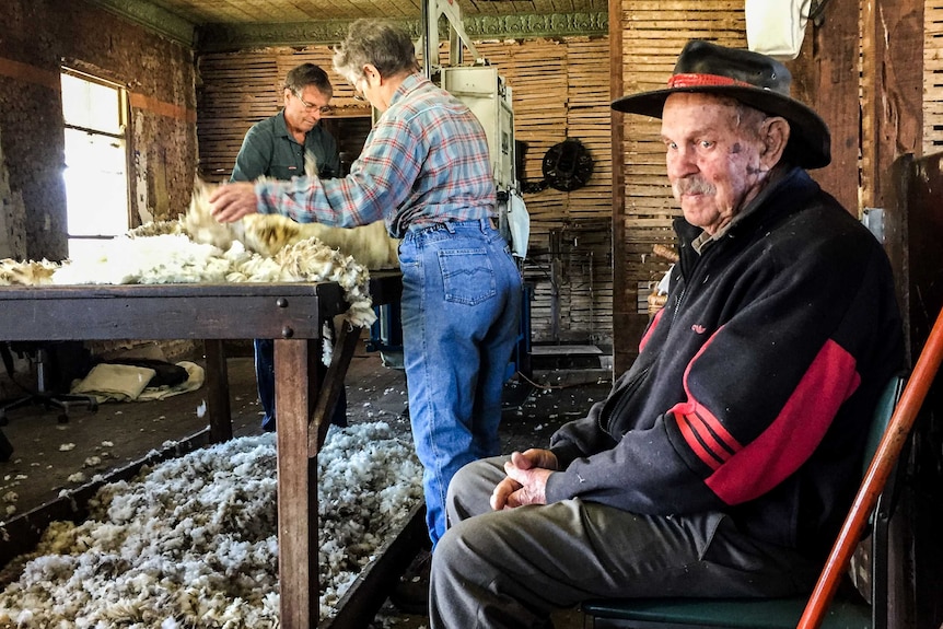 Wool producer Fred Whitby in his shearing shed