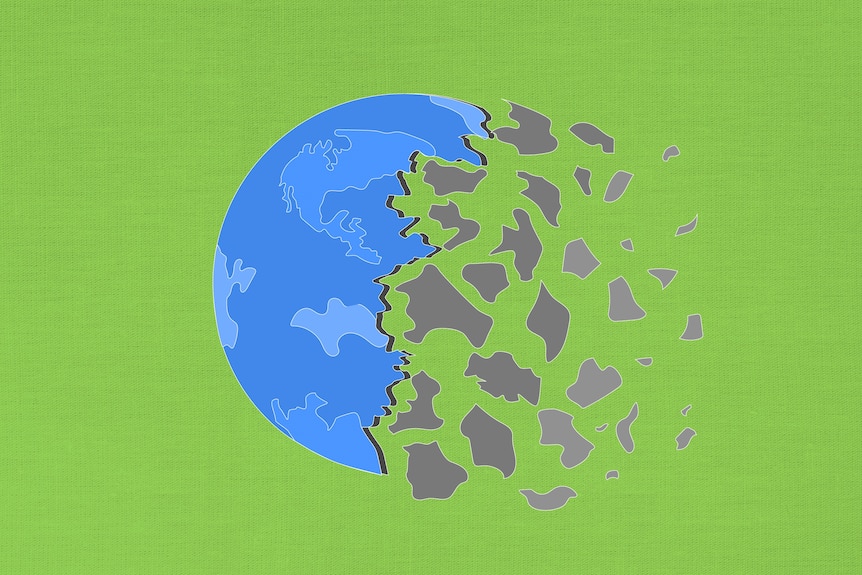 An illustration of the earth turning to dust.