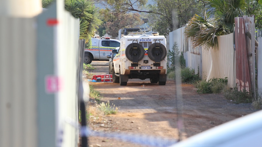 Police cars at the scene of a shooting in Kalgoorlie