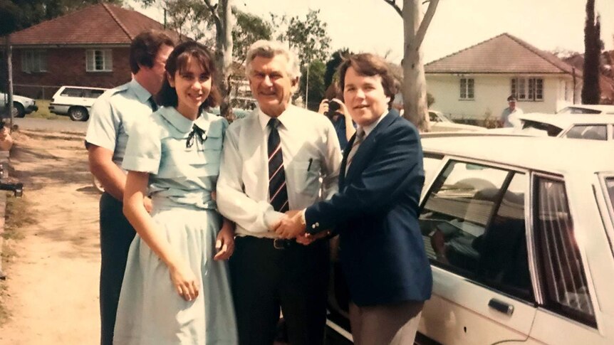 Annastacia Palaszczuk in grade 10 meeting Bob Hawke at Inala.