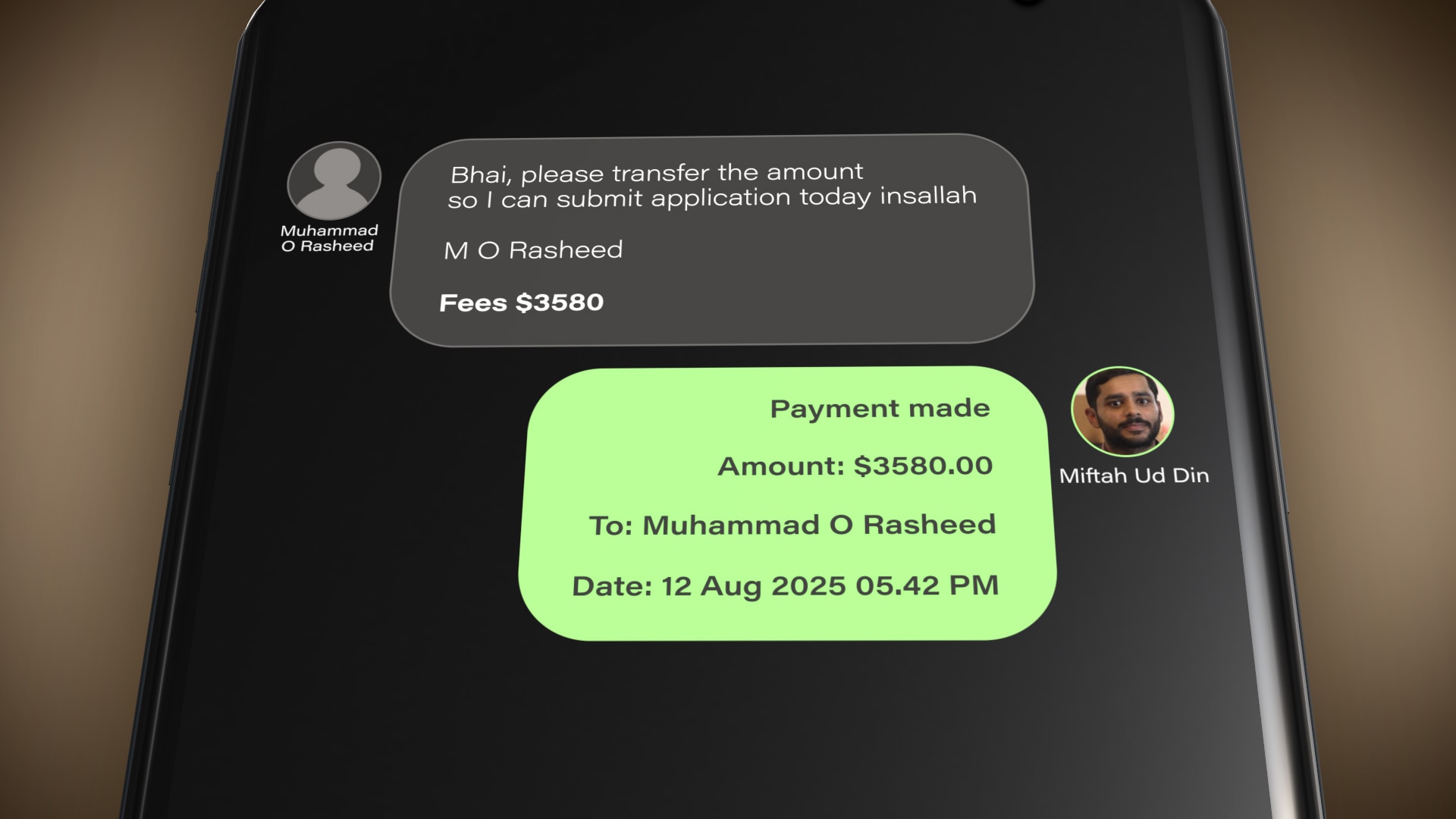 Graphic -Omer Bin Rasheed request payment