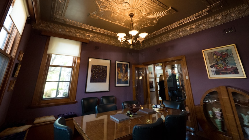 The golden ceiling of the dining room.