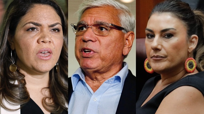 A composite image of Jacinta Nampijinpa Price, Warren Mundine and Lidia Thorpe.