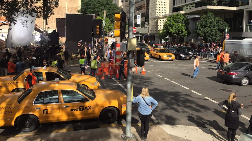 NYC cabs line Brisbane's CBD for the filming of Thor: Ragnarok.