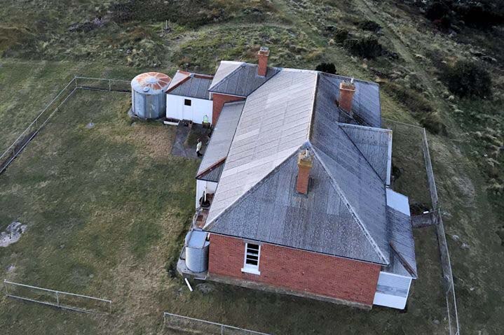 The three Tasman Island keepers quarters from the lighthouse.