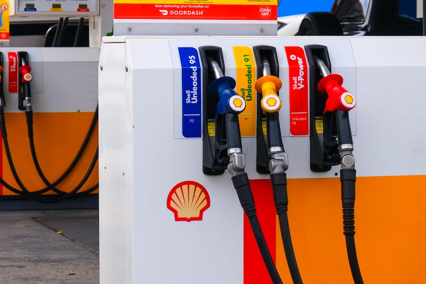 Fuel pumps displaying the Shell logo.