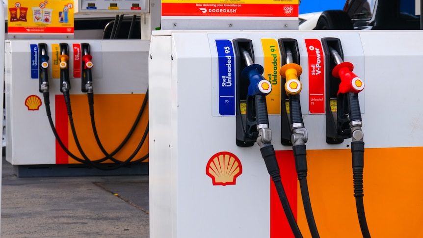 Fuel pumps displaying the Shell logo.