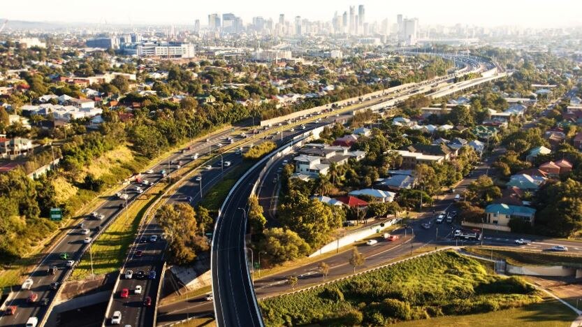 Aerial view of Brisbane city