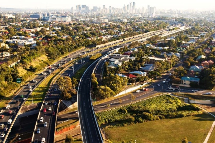 Aerial view of Brisbane city