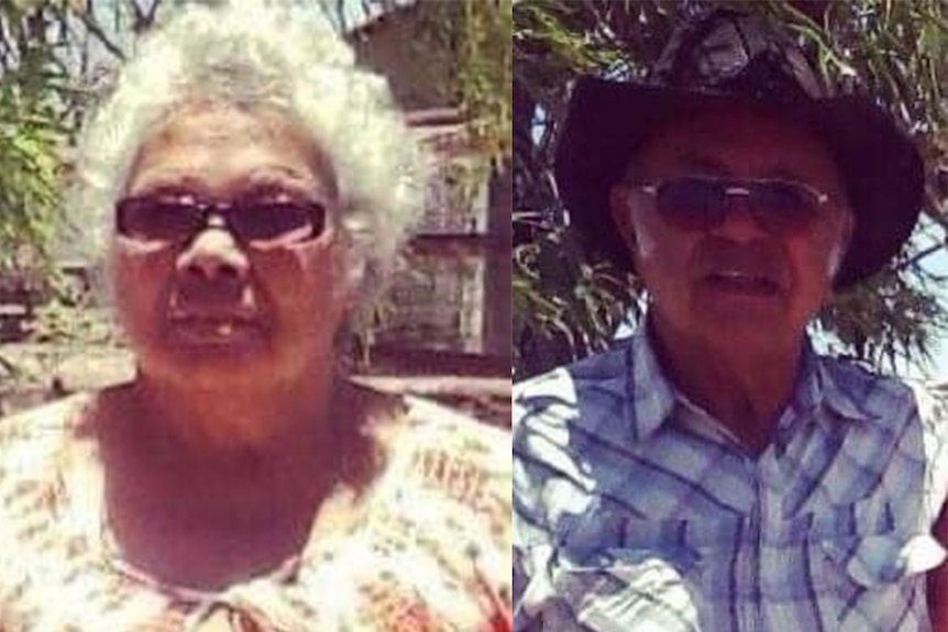 Side by side headshots of lady with white hair wear and man wearing stock hat and both with glasses