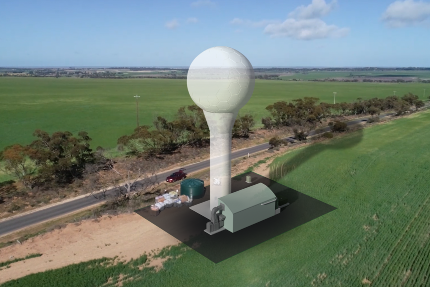 A weather radar facility in a paddock.