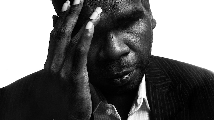 Gurrumul with his head in his hand on the cover of Djarimirri (Child of the Rainbow)