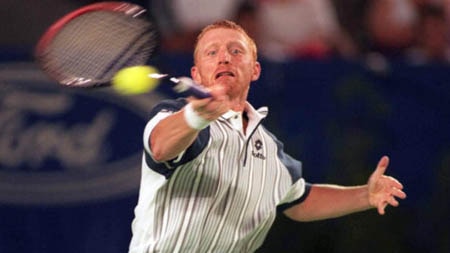 Boris Becker action shot Aus Open 1996