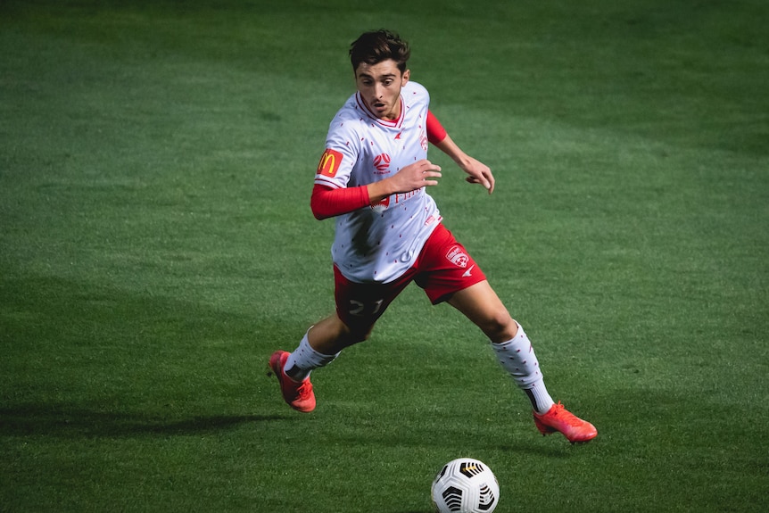 Josh Cavallo playing for Adelaide United