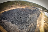 Aerial photo of a massive dump of tyres at Stawell