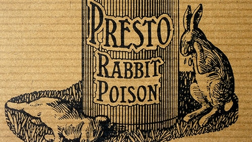 An advertisement for Presto rabbit poison.
