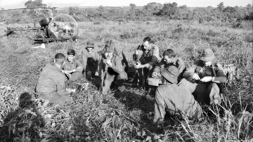 Troop briefing the day after the Battle of Long Tan