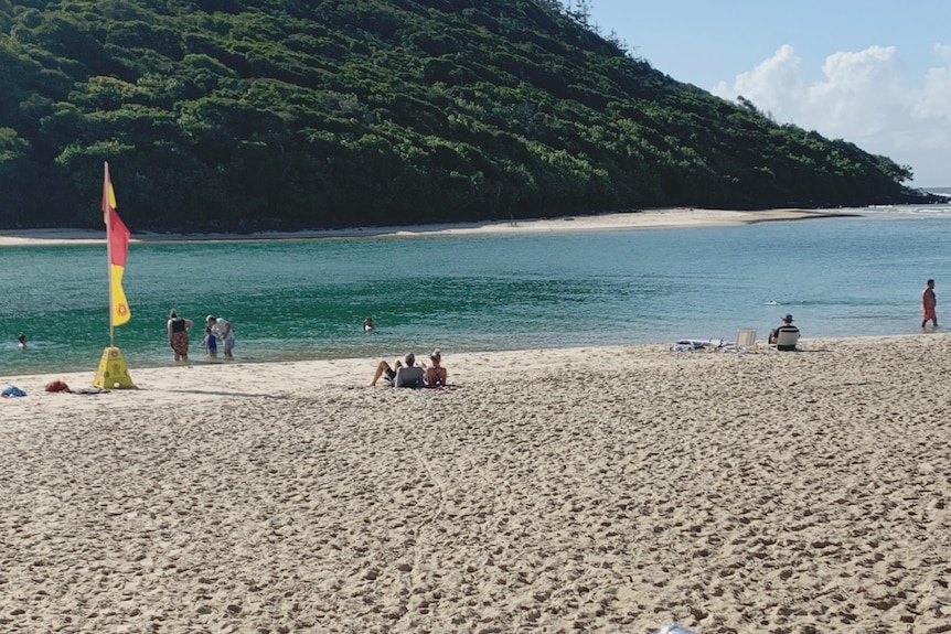 A Gold Coast beach during lockdown.