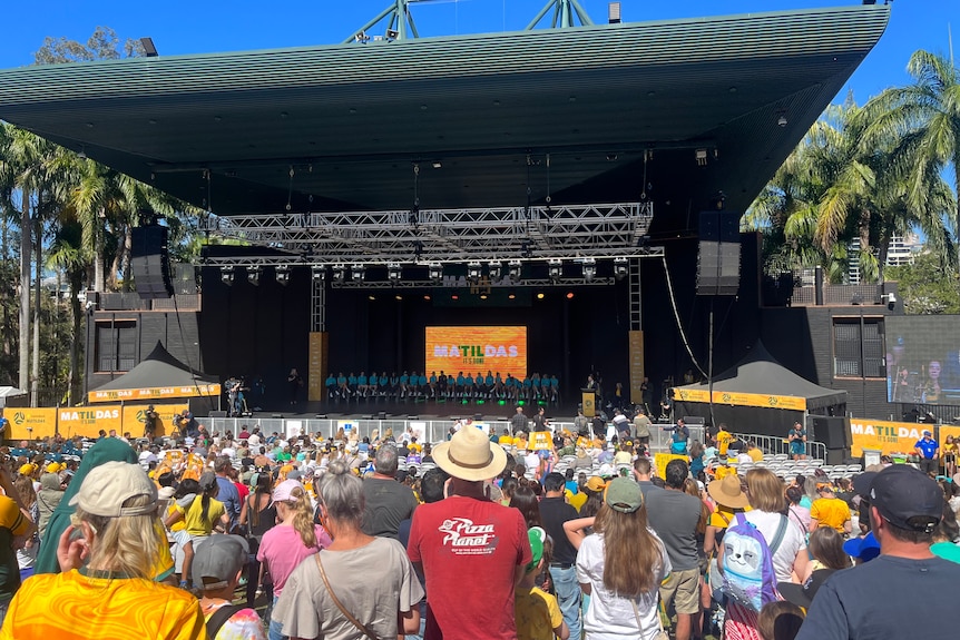 The Matildas on stage in Brisbane