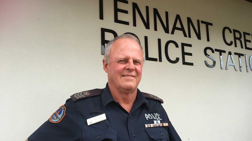 Tennant Creek Senior Sergeant Don Eaton stands outside the police station.