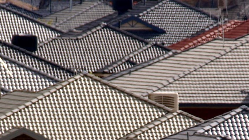 Rooftops of houses in suburban Australia