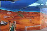 Outback themed mural at Alice Springs School of the Air.