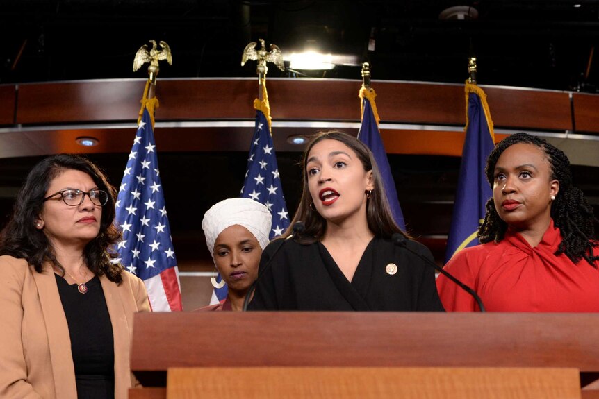 Four democratic congresswomen speak in response to an attack by President Donald Trump.