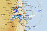 Weather bureau radar showing a dangerous storm cell over Logan, south of Brisbane