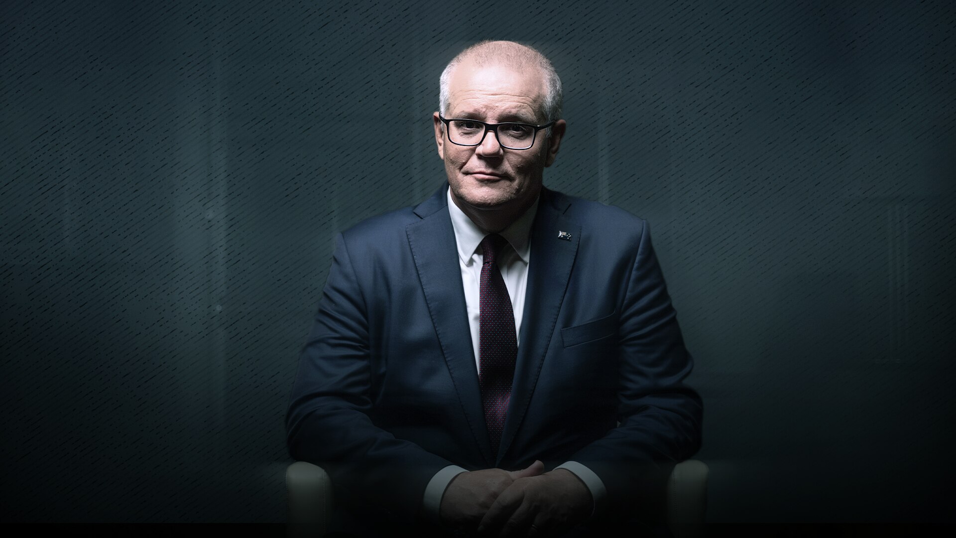 An edited portrait of Scott Morrison against a dark background.