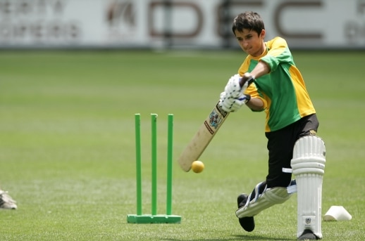 Children play cricket