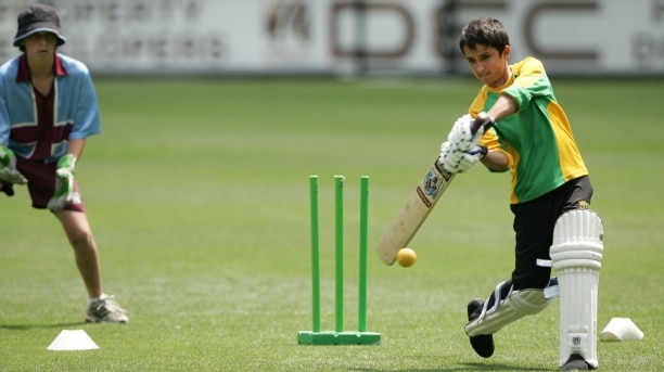 Children play cricket