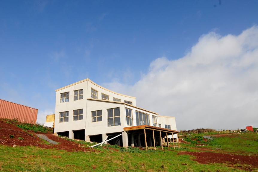 A large white house made from hemp.