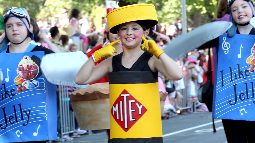 Younger participants take part in the Moomba Parade.