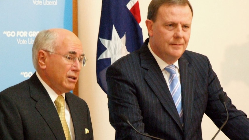 John Howard and Peter Costello announced their tax plans on day one of the federal election campaign. (File photo)