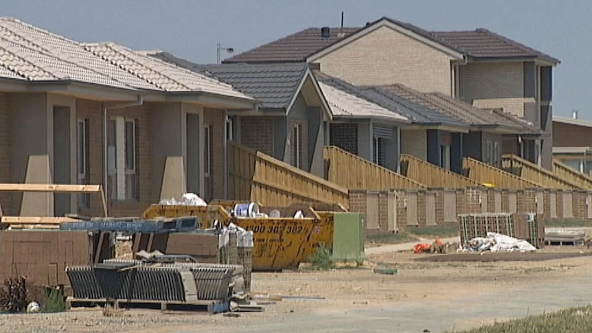 Video still: Townhouses being built at Bonner in Canberra's north Oct 2012.