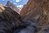 A highway under construction in the mountainous Ladakh region 