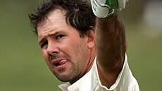 Ricky Ponting raises his helmet after scoring second ton at Kingsmead
